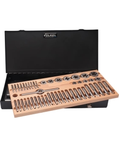 Купить Набор метчиков и плашек VOELKEL UNC/UNF 1/4-3/4 HSS-G 56 предметов V48066  в E-mobi