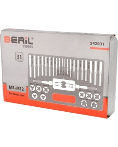 Купить Набор метчиков и плашек Beril М3-М12, 31 предмет, пластиковый футляр 542031 13990  в E-mobi
