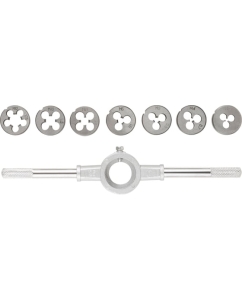 Купить Метрические плашки FIT Профи легированная сталь, 8 шт. М3-М12, плашкодержатель, блистер 70803 в E-mobi