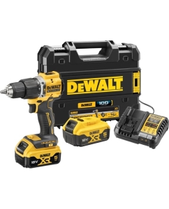 Купить Аккумуляторная ударная дрель-шуруповерт DEWALT 18 В, 1650 об/мин, 28050 уд/мин, с 2 АКБ 5 Ач и ЗУ, в кейсе TSTAK DCD100YP2T в E-mobi