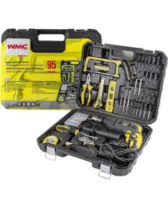 Купить Набор инструментов WMC TOOLS 95 предметов, дрель ударная , набор бит, сверло плоск, уровень ,ножовка ,кл разводной ,рулетка ,ножовка ,уровень ,нож, комплект метиз WMC-1095(50786) в E-mobi