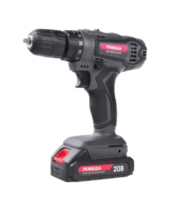 Купить Аккумуляторная дрель-шуруповерт ПОБЕДА ДА-20/2 Ли-М, 20В, 2,0Ач, 2 АКБ, 38Нм, кейс, комплект сверл и бит 180201702 в E-mobi