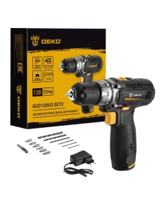 Купить Аккумуляторная дрель-шуруповерт DEKO GCD12DU3 SET2 FU-Li-Ion + оснастка 13 шт, 12 В, 1х1.5 Ач, з/у 063-4146 в E-mobi