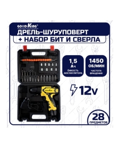 Купить Дрель-шуруповерт GOODKING от аккумулятора, 12 В, 25 Нм, 1 АКБ EK-120128  в E-mobi