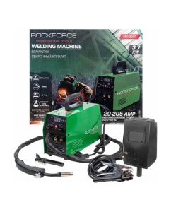 Купить Сварочный аппарат Rockforce 3.7 кВт, 230 В, диаметр электрода - 1.6-3.2 мм, диаметр проволоки - 0.8-1 мм, сварочный ток - 20-205 А RF-MIG-205P(58934) в E-mobi