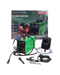 Купить Сварочный аппарат Rockforce 5.7 кВт, 230 В, диаметр электрода - 1.6-4 мм, диаметр проволоки - 0.6-1 мм, сварочный ток - 40-224 А RF-MULTIMIG-224(58938) в E-mobi