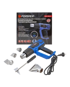 Купить Промышленный электрический фен Forsage с дисплеем и насадками 220в, 50/60гц, 2000вт, 60-600с, 300-500л/мин, класс защиты-двойная изоляция F-HG60-2000LCD(52346) в E-mobi