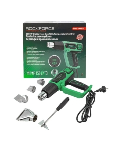 Купить Промышленный фен с дисплеем и насадками ROCKFORCE (220В,50/60Гц,2000Вт, 60-600С, 300-500л/мин) RF-HG60-2000LCD(52350) в E-mobi