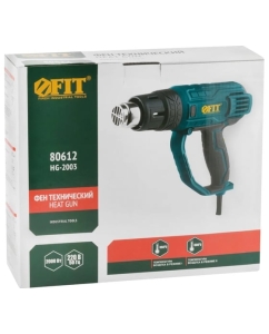 Купить Технический фен FIT 2000 Вт, 350/600 C, 300/500 л/мин, резиновая накладка, коробка 80612  в E-mobi