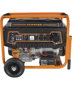 Купить Бензиновый генератор CARVER ppg- 9000е lt-192fа, 7,0/7,5квт, 220в, бак 25л,эл.ст, кол/рук. медь, 6ш/пал 01.020.00040 в E-mobi