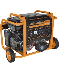 Купить Генератор CARVER PPG-10000ЕM бензин LT-192FA, 7,0/7,5кВт, 220В, бак 33 л,электростартер, колеса, медь 01.020.00031 в E-mobi