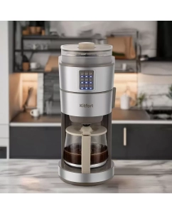 Купить Кофеварка капельного типа Kitfort КТ-7204 бежевый, серый  в E-mobi