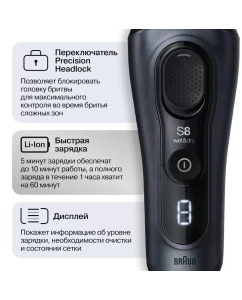 Купить Электробритва Braun S8 8513s черный  в E-mobi