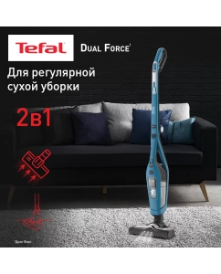 Купить Пылесос беспроводной Tefal Cordless Handstick Dual Force 2 в 1 TY6751WO, голубой в E-mobi