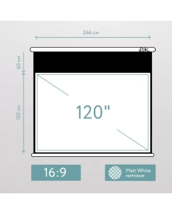 Купить Экран S-OK SCPSM-266x150-ED60 120-- настенно-потолочный, моторизованный, матовый, белый  в E-mobi