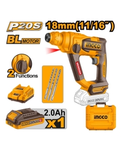 Купить Аккумуляторный перфоратор INGCO SUPER 20В BL 1.8Дж, 1хАКБ 2Ач и ЗУ CRHLI201881  в E-mobi