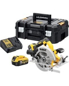 Купить Аккумуляторная дисковая пила Dewalt DCS570P2, 18 В, 184 мм, 5500 об/мин, с 2 АКБ 5 Ач и ЗУ, в кейсе TSTAK DCS570P2-QW в E-mobi