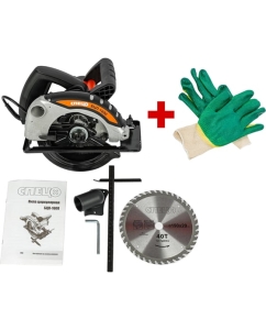 Купить Пила циркулярная СПЕЦ Набор БЦП-1600 220В/50Гц,1600Вт,5900об/мин, диск190*20мм, D рукоять, стальная опора,подключение к пылесосу, цв.коробка + перчатки СПЕЦ-4171/И-8076-И в E-mobi