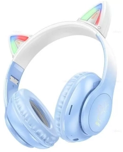 Купить Беспроводные наушники Hoco W42 Cat ear Crystal blue (H154) в E-mobi