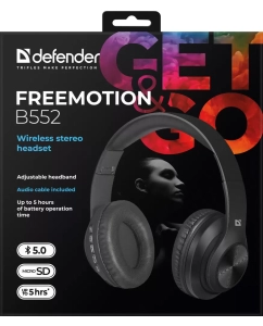 Купить Беспроводные наушники с микрофоном Defender FreeMotion B552 черный, Bluetooth  в E-mobi