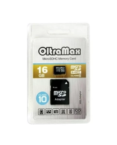 Купить Карта памяти Oltramax MicroSD 16GB Class 10 + SD адаптер в E-mobi