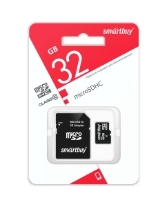 Купить Карта памяти MicroSD 32GB Smart Buy Сlass 10 +SD адаптер в E-mobi