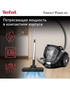 Купить Пылесос Tefal Compact Power XXL TW4825EA с контейнером для пыли, черный в E-mobi